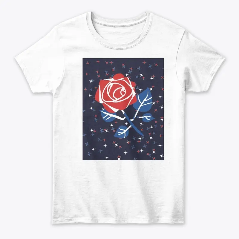 America Rose  Shirt USA Flag Flower 